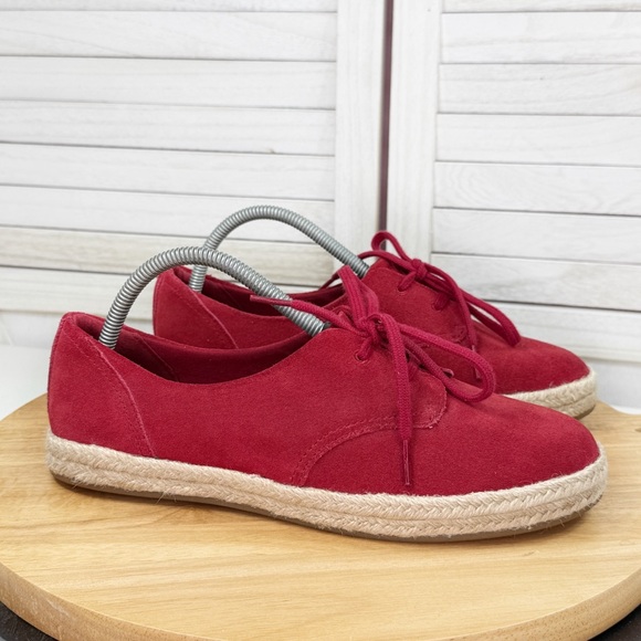 Clarks Collection Azella Jazlyn Suede Espadrille Sneaker Loafer Red 9.5 - Picture 1 of 11